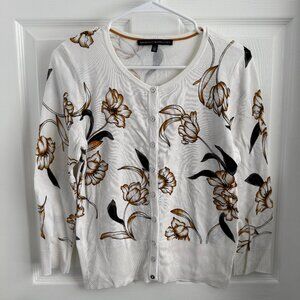 White House Black Market Long Sleeve Floral Sweater Sz M